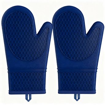 Silicone oven gloves with heat-resistant soft lining