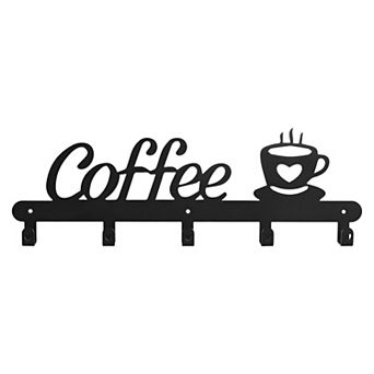 Wall-Mounted Coffee Mug Rack with 5 Hooks Metal Cup Holder for Kitchen Coffee Bar