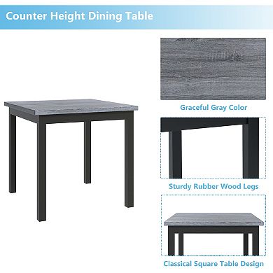 Pnronnc 5-Piece Dining Set, Kitchen Dining Table Set with Upholstered High-Back Chairs