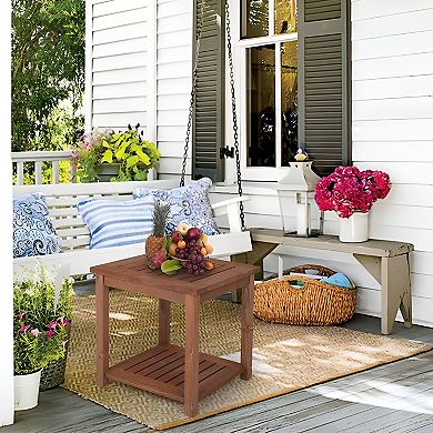 Square Wood Side Table With Simple Design for Living Room, Bedroom, or Office