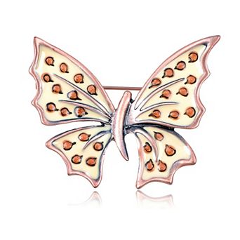 Crystal Cute Old Rose Golden Tone Speckled Butterfly Pin Brooch