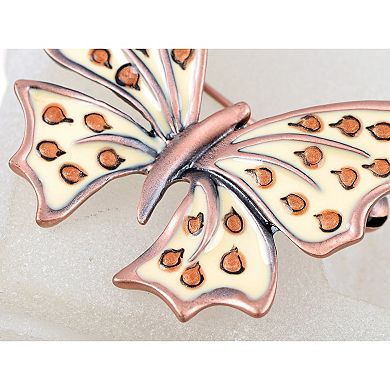Crystal Cute Old Rose Golden Tone Speckled Butterfly Pin Brooch