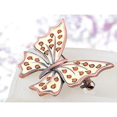 Crystal Cute Old Rose Golden Tone Speckled Butterfly Pin Brooch