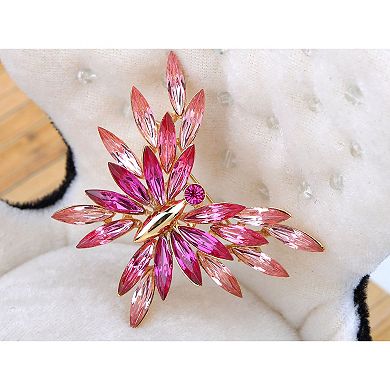 Golden Tone Shine Rose Pink Crystal Butterfly Insect Brooch Pin