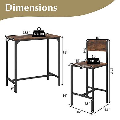 3-Piece Set with Metal Frame and Footrests
