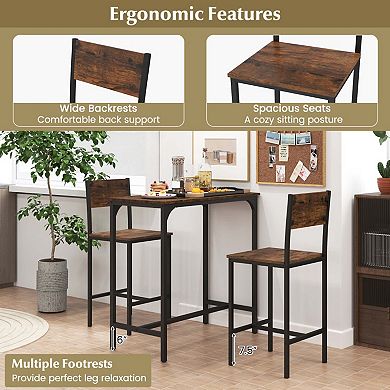 3-Piece Set with Metal Frame and Footrests