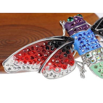 Vibrant Cicada Enamel Crystal Rhinestone Wings Purple Red Custom Pin Brooch