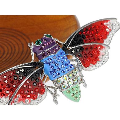 Vibrant Cicada Enamel Crystal Rhinestone Wings Purple Red Custom Pin Brooch