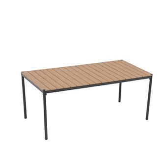 SUNSITT Outdoor 70” Patio Rectangular Dining Table w/WPC Tabletop for 4-6 People