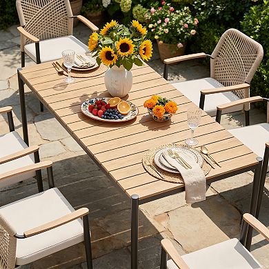 SUNSITT Outdoor 70” Patio Rectangular Dining Table w/WPC Tabletop for 4-6 People