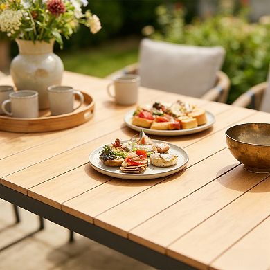 SUNSITT Outdoor 70” Patio Rectangular Dining Table w/WPC Tabletop for 4-6 People