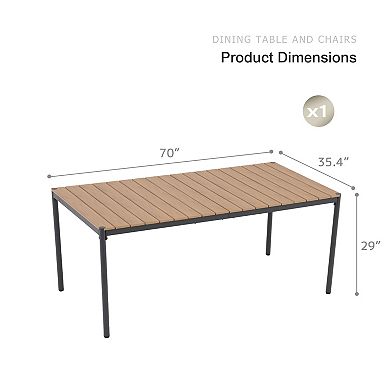 SUNSITT Outdoor 70” Patio Rectangular Dining Table w/WPC Tabletop for 4-6 People