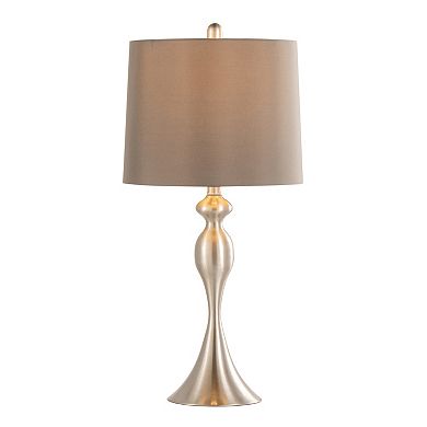 Loheer Contemporary Metal Table Lamp Set of 2 with Fabric Drum Shades