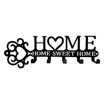 5-Hook Metal Wall Rack with Heart Design for Keys Coats Bags