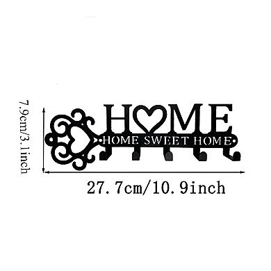 5-Hook Metal Wall Rack with Heart Design for Keys Coats Bags