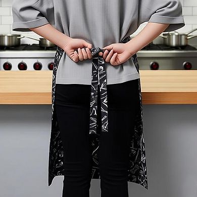 Kitchen Waist Apron with Chef Print Design Half Apron for Cooking Baking Serving Cleaning