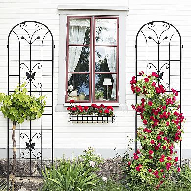 Loheer 2 Pack Metal Garden Trellis for Climbing Plants Outdoor Plant Support