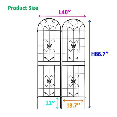 Loheer 2 Pack Metal Garden Trellis for Climbing Plants Outdoor Plant Support