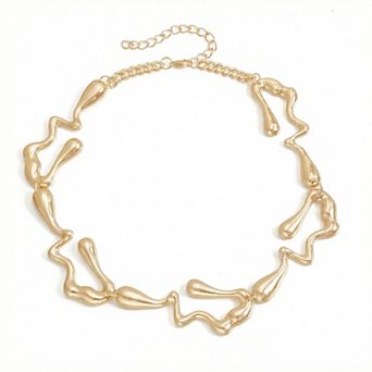 Alloy Necklace Organic Abstract Link Design Chunky Collar Adjustable Chain Jewelry