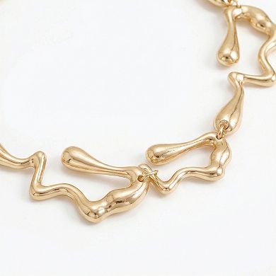 Alloy Necklace Organic Abstract Link Design Chunky Collar Adjustable Chain Jewelry