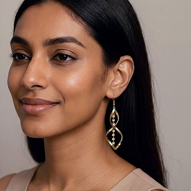 Women's Twisted Spiral Drop Earrings with Rhinestone Chain Accent 2.5in