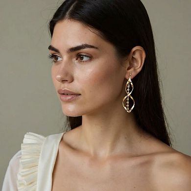Women's Twisted Spiral Drop Earrings with Rhinestone Chain Accent 2.5in