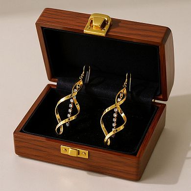 Women's Twisted Spiral Drop Earrings with Rhinestone Chain Accent 2.5in