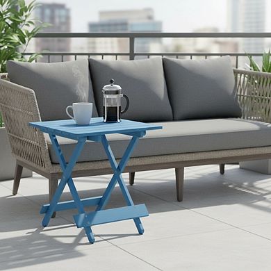 Foldable square outdoor leisure table, made of solid wood, movable dining table