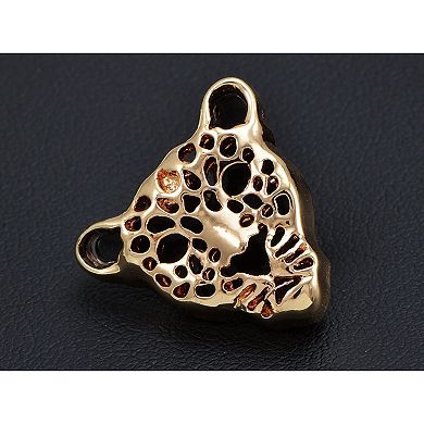 Contemporary Inspired Golden Tone Black Enamel Leopard Face Pin Brooch