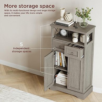 Storage Cabinet with Drawers and Adjustable Shelves,Small Cupboard for Kitchen,Living Room