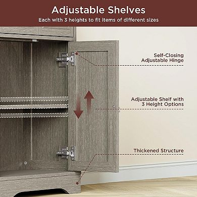 Storage Cabinet with Drawers and Adjustable Shelves,Small Cupboard for Kitchen,Living Room