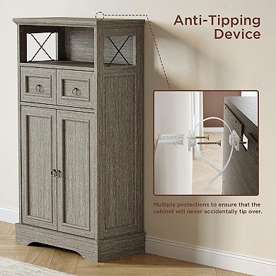 Storage Cabinet with Drawers and Adjustable Shelves,Small Cupboard for Kitchen,Living Room