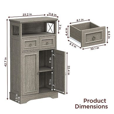 Storage Cabinet with Drawers and Adjustable Shelves,Small Cupboard for Kitchen,Living Room