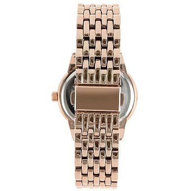 Peugeot Womens Rose Gold 40mm Multi-Function Watch with Crystal Bezel