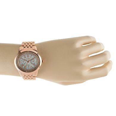 Peugeot Womens Rose Gold 40mm Multi-Function Watch with Crystal Bezel