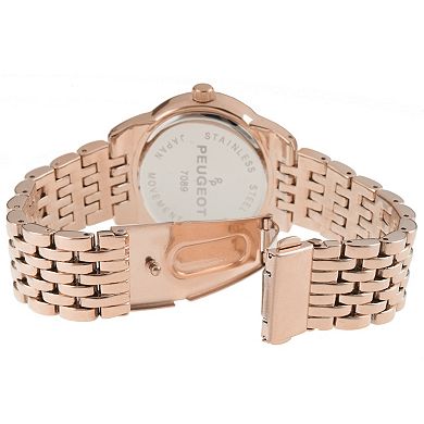 Peugeot Womens Rose Gold 40mm Multi-Function Watch with Crystal Bezel