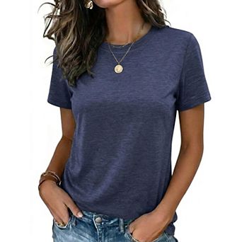 Zeagoo Women's Short Sleeve Summer Tops, Trendy Crewneck Casual Basic Tee for Teen