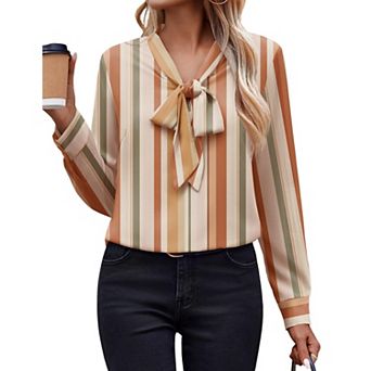 Zeagoo White Blouse for Women Long Sleeve Work Casual Chiffon Tops Bow Tie Ladies Business Shirts