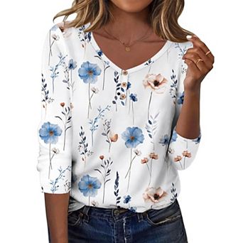 Zeagoo Women's Long Sleeve Boho Blouses, Basic V Neck Tee, Business Casual Work Tunic Tops