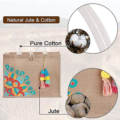 Straw Beach Tote Tassel Handle Waterproof Vacation Bag