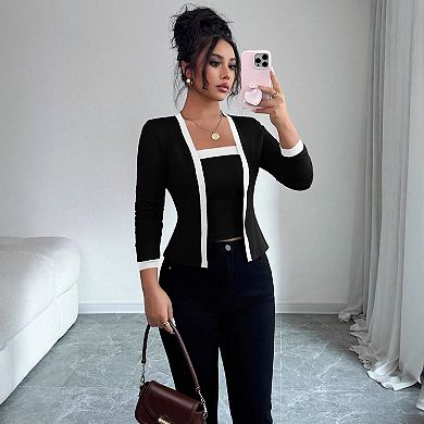Women 2 Piece Sets Vest and Lightweight Cardigan