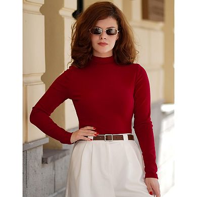 Zeagoo Women's Turtleneck Long Sleeve Crop Tops, Slim Fitting Mock Neck Layering Tees