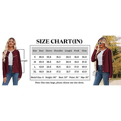 Zeagoo Women's Button Down Open Front Long Sleeve Knit Cropped Cardigan Sweaters