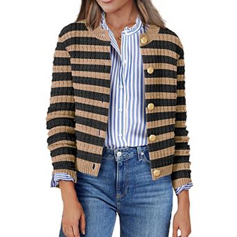 Zeagoo Women's Button Down Open Front Long Sleeve Knit Cropped Cardigan Sweaters