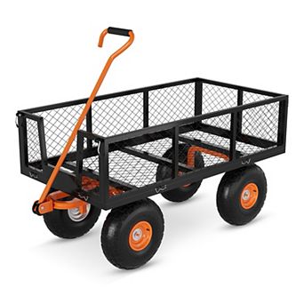 Mesh Utility Cart with Removable Sides,3-in-1 Steel Garden Wagon,900-1400 lbs Capacity