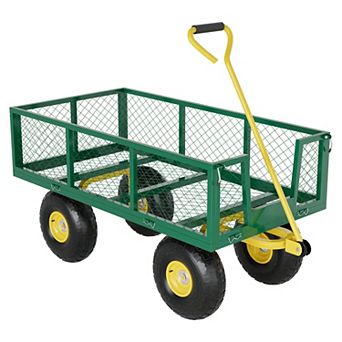 Mesh Utility Cart with Removable Sides,3-in-1 Steel Garden Wagon,900-1400 lbs Capacity