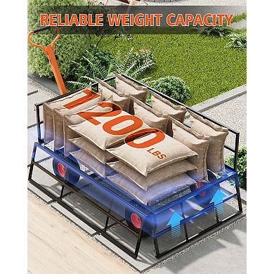 Mesh Utility Cart with Removable Sides,3-in-1 Steel Garden Wagon,900-1400 lbs Capacity