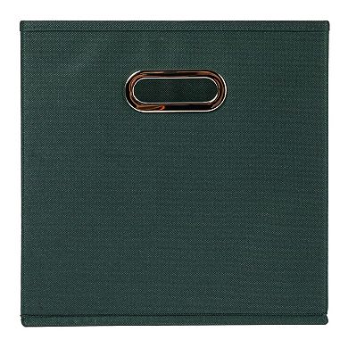 6PC Foldable Fabric Storage Bins Poly-woven Chipboard Grommet Handle Stackable Gift Basket