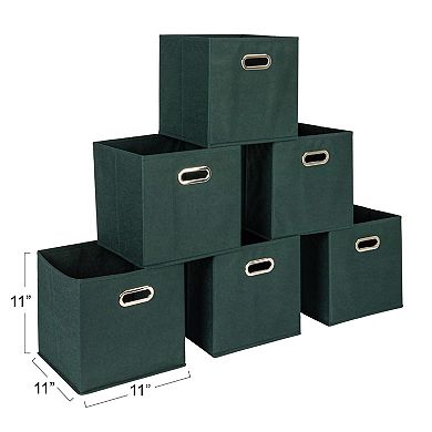 6PC Foldable Fabric Storage Bins Poly-woven Chipboard Grommet Handle Stackable Gift Basket