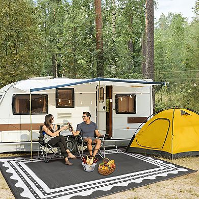 Reversible Waterproof Outdoor Rug Lightweight Plastic Mat for Patio, Deck, Backyard, Camping